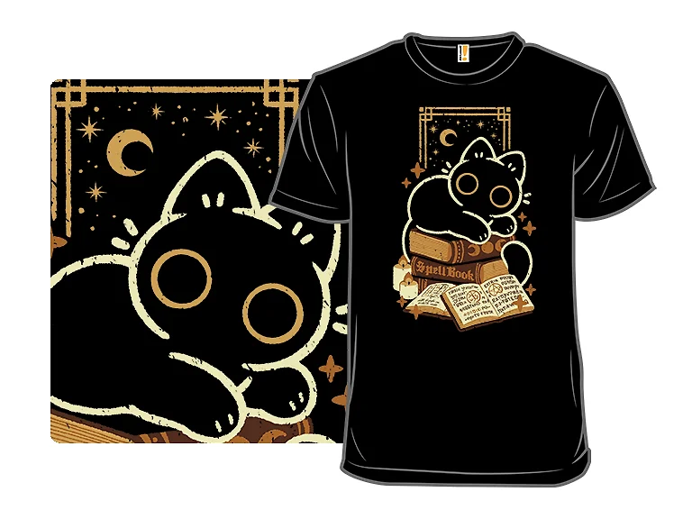 Cute Black Cat on Spellbooks