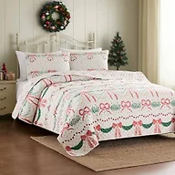 Avanti Linens - Full/Queen Quilt Set, Reversible Bedding with Matching Shams, Medium Weight Bed Set, Holiday Room Decor (Bows & Branches)