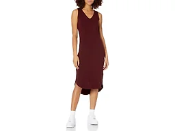 Daily Ritual Women's Jersey Sleeveless V-Neck Midi Dress, Dark Red, XXL