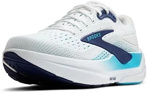 Brooks Ghost Max 3 Men's Shoes, Bright White/Beacon Blue/Teal, 8