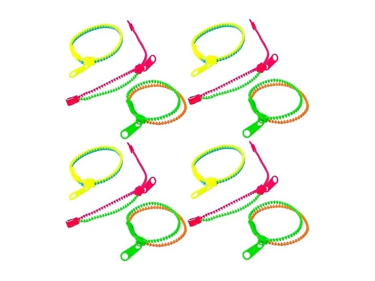 Fun Express Two-Color Plastic Zipper Bracelets- 12Pc