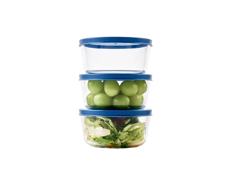 6-Piece Glass Food Storage Containers Set Deep Navy