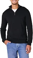 Amazon Essentials Men's 100% Cotton Quarter-Zip Mock Neck Sweater, Black, X-Small