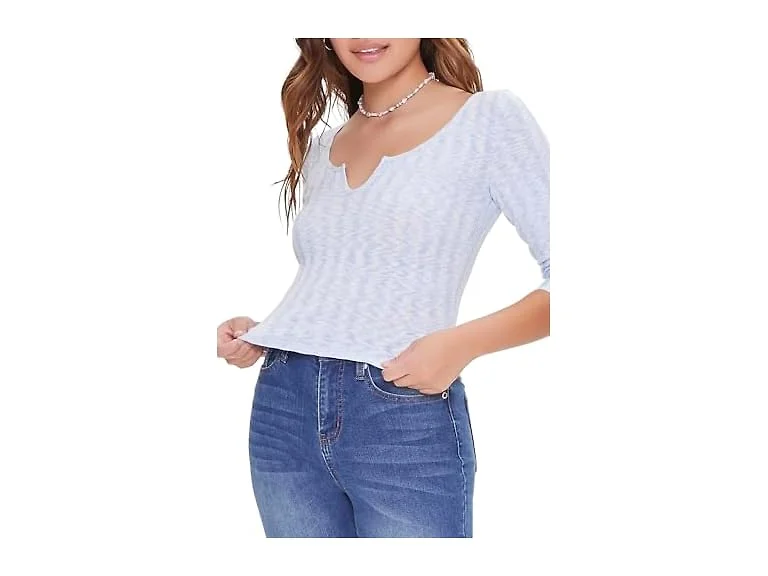 Forever 21 (M) Marled Split-neck Top