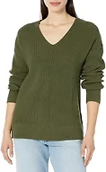 Gap Women's Cotton V-Neck Sweater, Army Green,XL