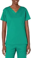 Amazon Essentials Women's Classic Fit V-Neck Short Sleeve Scrub Top, Teal Blue, 1X
