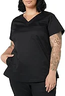 Amazon Essentials Women's Classic Fit V-Neck Short Sleeve Scrub Top, Black, X-Small