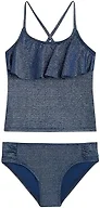 Sparkle Solid Flounce Tankini