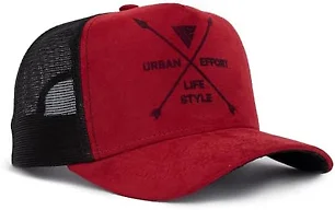 Urban Effort Mesh Back Cap - For men and Women Baseball Hat 5-Panel Trucker Hat - Great Snapback Closure for Hunting & Hiking, Red