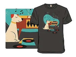 Dog Listening to Music Records