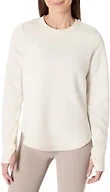 Amazon Essentials Active Women's Active Relaxed-Fit Long-Sleeve Crewneck Sweatshirt with Thumbholes, Light Beige, X-Small