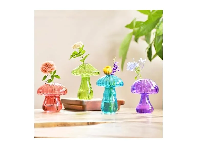 4 Pack Mushroom Glass Plant Terrarium