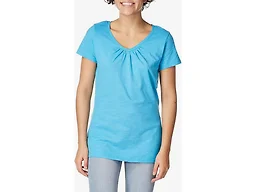 Hanes Women's Shirts, Slub Cotton Shirred V-Neck Tee, Cotton T-Shirts for Women, Women’s Tee Shirts