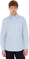 Amazon Essentials Men's Regular-Fit Long Sleeve Linen Blend Shirt, Light Blue, X-Small