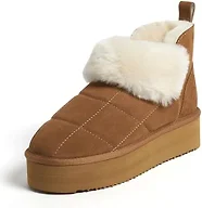 Dearfoams Womens Bayswater Puff Platform Genuine Shearling Bootie