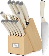 WANGMAZI 15 Pcs Knife Block Set, Japanese High Carbon Stainless Steel Sharp Blade Knife Set, Razor Sharp Knives Set for Kitchen, Dishwasher Safe, Elegant Box for Men Women, Natural