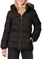 Amazon Essentials Women's Heavyweight Quilted Hooded Puffer Winter Jacket with Adjustable Waist, Black, Medium