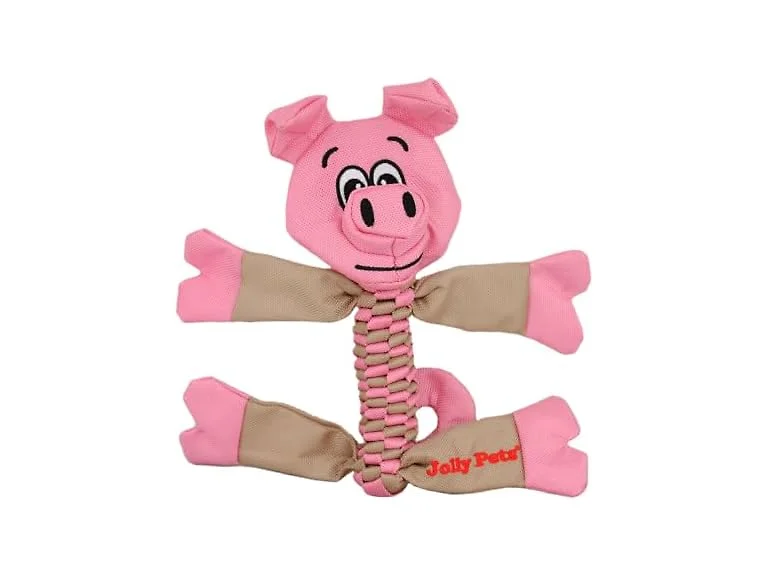 Jolly Pets Animal Flathead Tug/Squeak Dog Toy, Pig