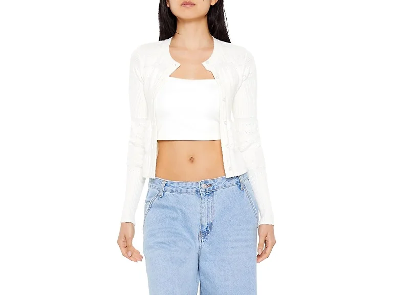 Forever 21 Women (S) Mixed Knit Cardigan Sweater