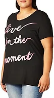 JUST MY SIZE womens Just My Size Women's Plus-size Graphic Short Sleeve V-neck T-shirt Shirt, Live Inthe Moment, 2X US