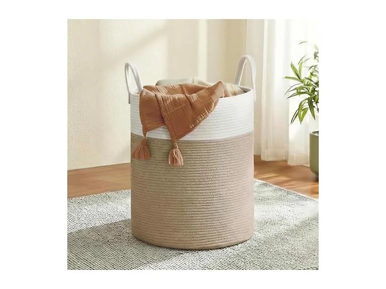 SONGMICS Laundry Hamper, Cotton Rope 15.8 Gallons