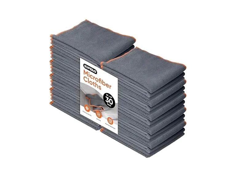 Superio Microfiber Cleaning Cloth for Cars (Grey), 30 Pack