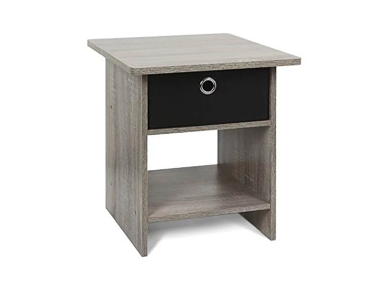 Furinno Dario End Table Bin Drawer Oak