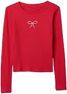 GAP Girls Long Sleeve Ribbed Henley Top Shirt Modern Red XL