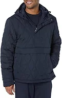 Amazon Essentials Men's Anorak Hooded Quarter-Zip Puffer Coat, Navy, Medium