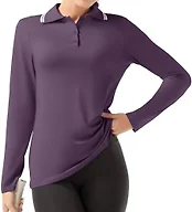 GGOV Women's Golf Polo Shirts Long Sleeve Workout Tops UPF 50+ Sun Protection Quick Dry Lightweight Active Tennis Shirts Deep Purple