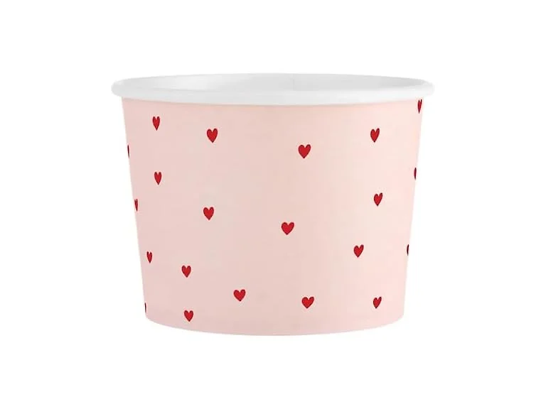 Slant Party Supplies - Disposable Paper Treat Dessert Cups, 6-Count, Red Heart
