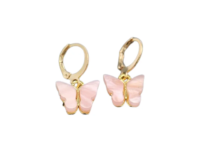 Pink Opal Butterfly Drop Earrings