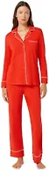 Amazon Essentials Women's Cotton Modal Pyjama Set, Long-Sleeve Shirt and Pants, Red, Medium