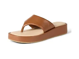 Amazon Essentials Women's Flatform Thong Sandals, Tan Faux Leather, 5.5