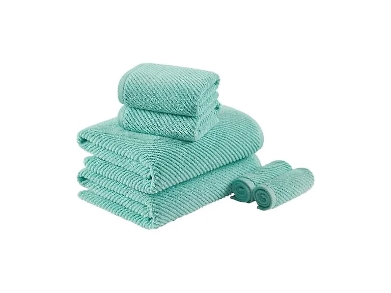 Madison Park Bathroom Towel Set of 6 Diagonal Ribbed