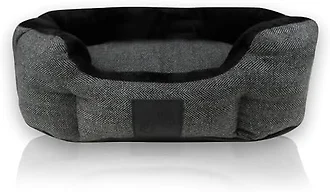 Pet Passion Mello- The Ultra Luxe Bolster Dog Bed with Removable Washable Pillow for All Pet Breeds, Charcoal Tweed, Large