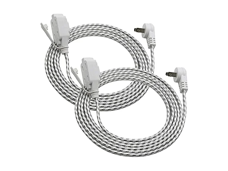 Clear Power 2pk 9ft 3 Outlet Fabric Indoor Ext Cord 16/2