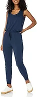 Amazon Essentials Women's Studio Terry Fleece Jumpsuit, Stretchy Drawstring Lounge (Available in Plus Size), Navy, X-Large