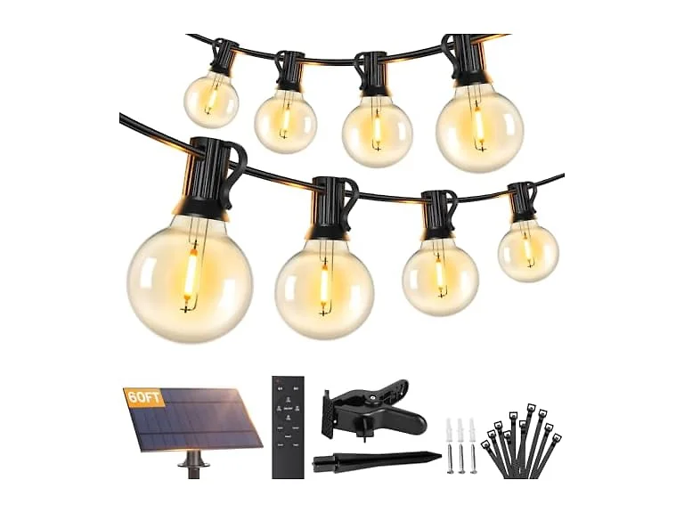 Solar String Lights 60FT G40 Remote