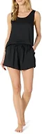 Amazon Essentials Women's Soft Satin Tank Top and Short Sleepwear Set, Black, Medium
