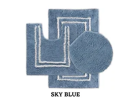 St Mary's 5020 3 pc Cotton Bath Rug Set w/ Lid Sky Blue