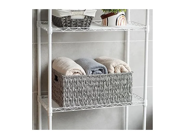 CROS Large Waterproof Woven Plastic Storage Basket Grey