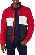 Tommy Hilfiger Men's Ultra Loft Lightweight Packable Puffer Jacket (Standard and Big & Tall), Red/White/Blue Color Block, 3X
