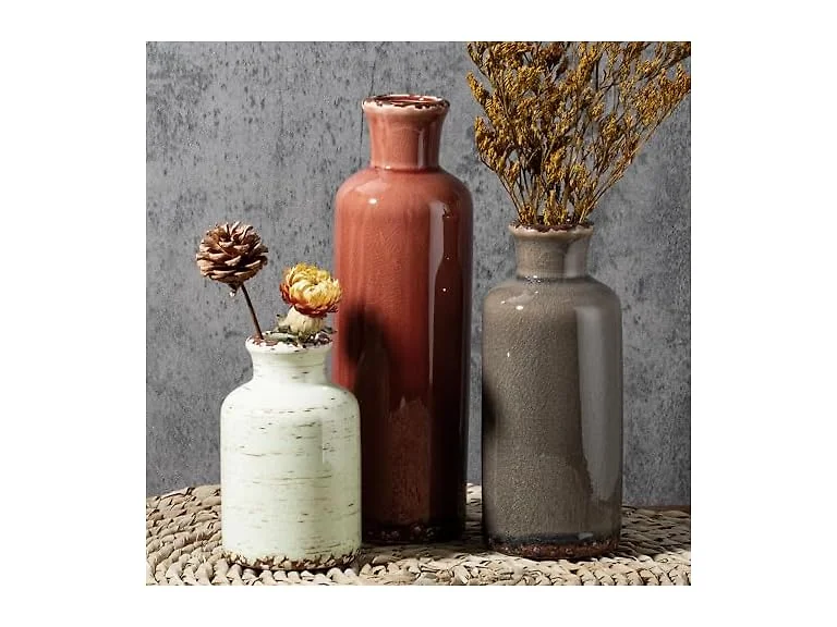 LIFESTYLO Ceramic Vintage Vase Set of 3