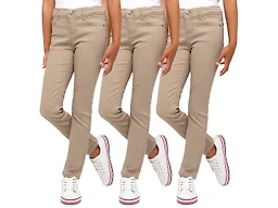 3PK Girls Stretch Pencil Uniform Pants