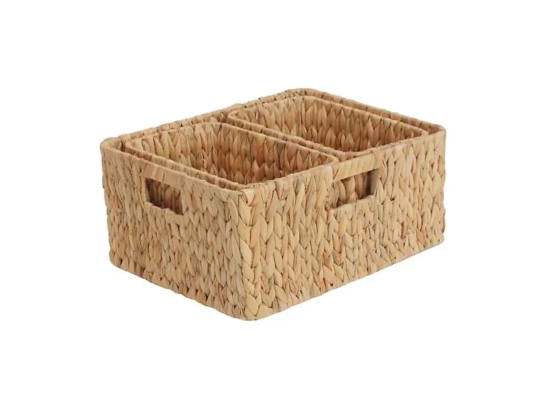 CROS Set of 3 Water Hyacinth Storage Baskets Kitchen (Natural)