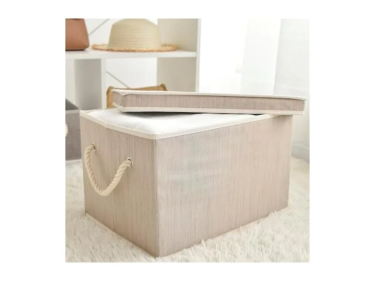 Suptinwear Large Storage Baskets with Lid for Shelves Clay