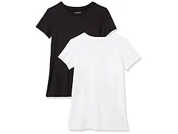 Amazon Essentials Women's Active Quick Dry Tech Stretch Short-Sleeve Crewneck T-Shirt, Pack of 2, Black/Bright White, XX-Large