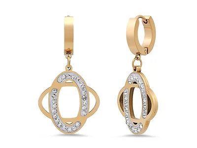 18K Gold Plated CZ Oval Drop Huggies