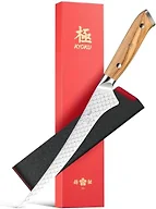 KYOKU 7 in. Japanese Fillet Knife, Koi Series Fish Boning Knife with Olive Wood Handle Koi Scale Pattern, High Carbon Stainless Steel Full Tang Fish Deboning, with Protective Sheath & Gift Box